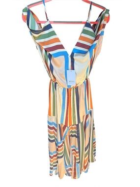 MISA Los Angeles Annabella Dress San Miquel Stripe V-Neck Size XS NWT